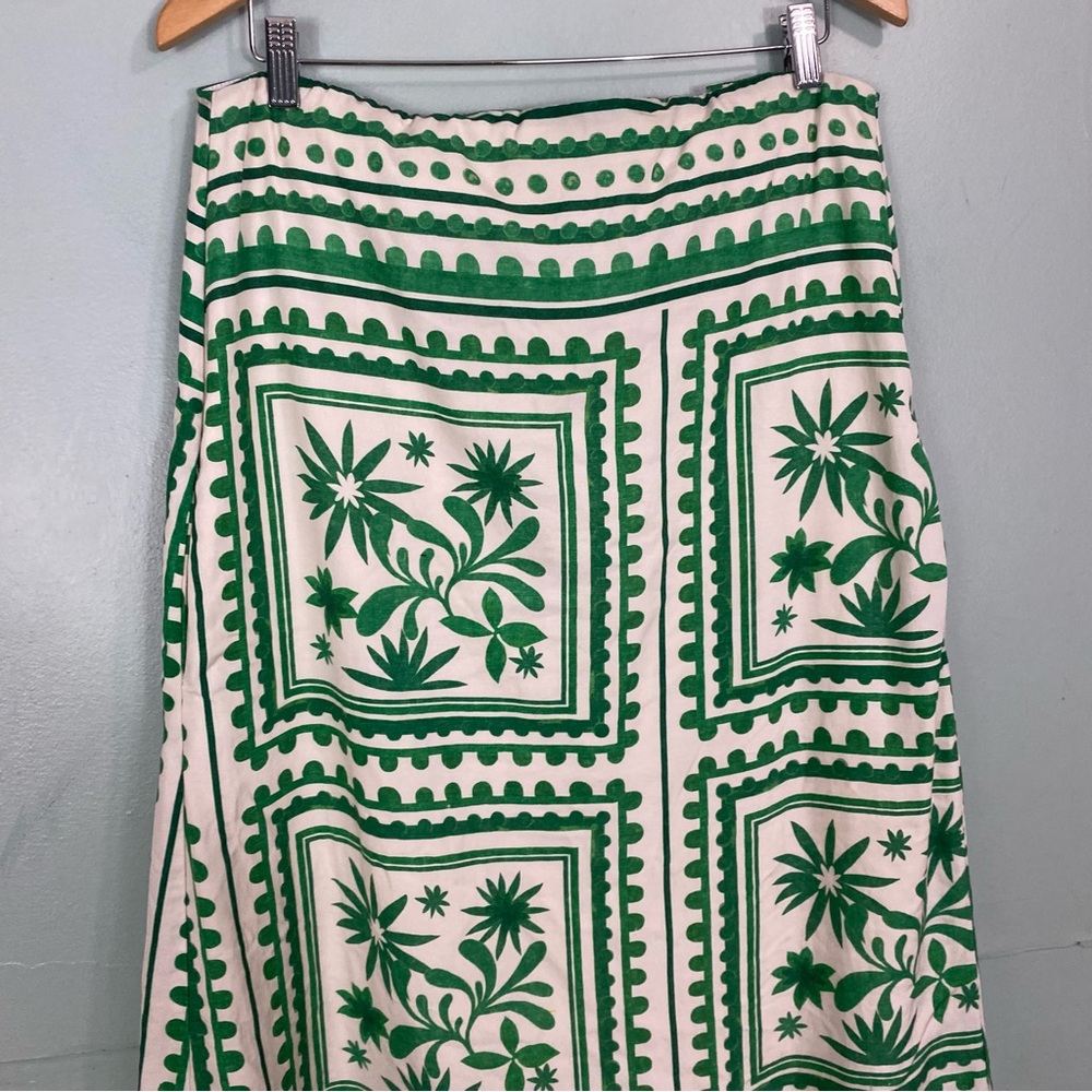 Mon Renn Losas Maxi Dress Green Cream Floral Vacation Medium - Picture 6 of 15